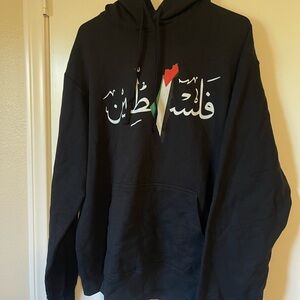 Unisex Black Hoodie with Palestine flag Graphic Design